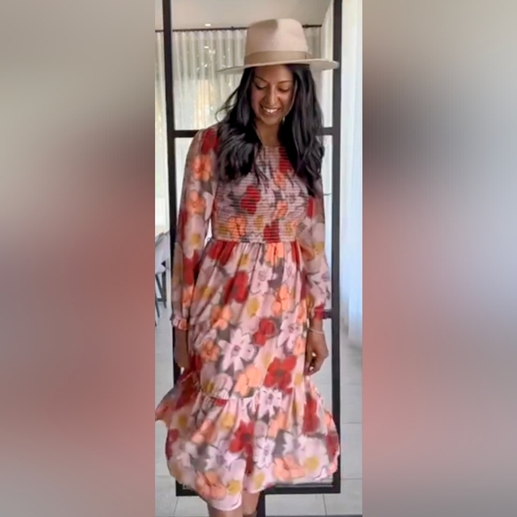 Mad About Style Jilly Box Grace Farm Floral Smocked Midi Dress Size L NWOT - Picture 11 of 17